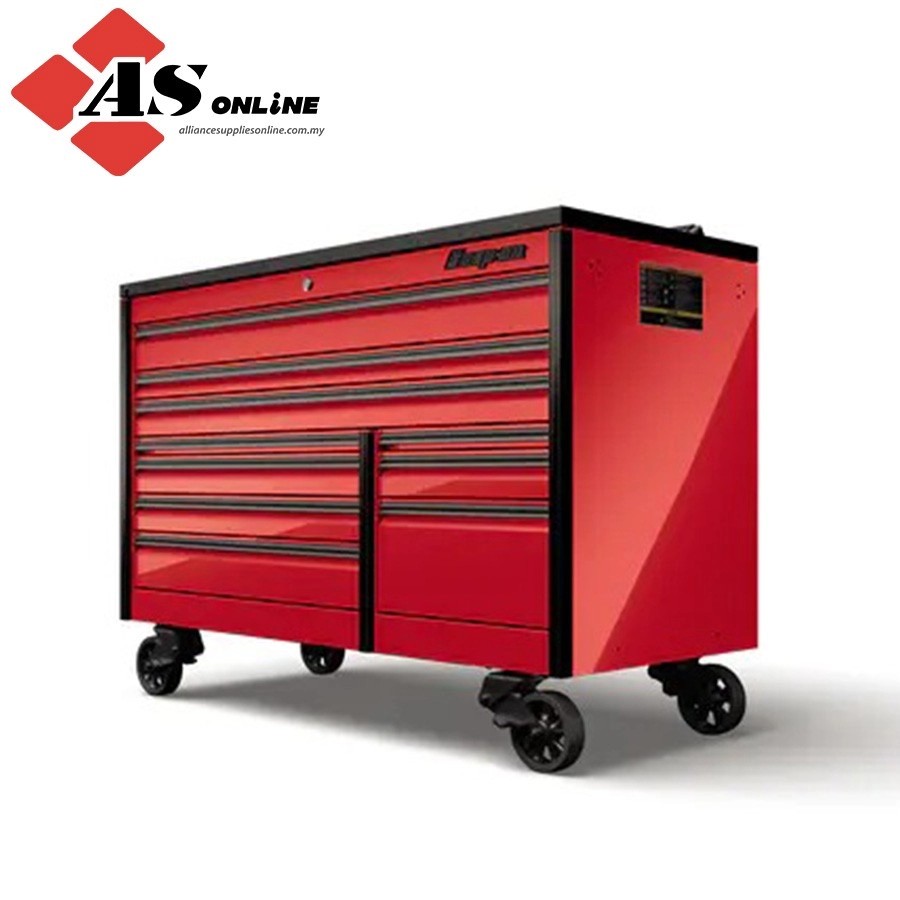 SNAP-ON 68" 10-Drawer Double-Bank EPIQ Series Bed LIner PowerTop with LED Light Roll Cab with SpeeDrawer (Candy Apple Red with Black Trim and Blackout Details) / Model: KETN682C3BPS