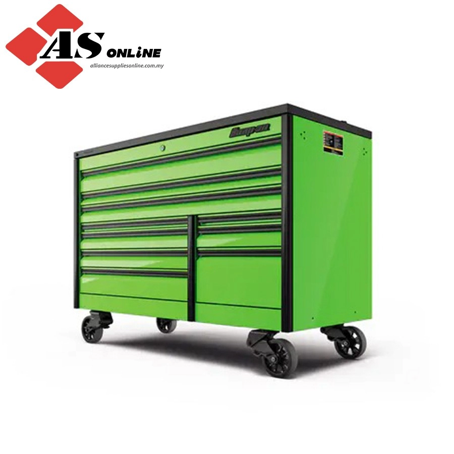 SNAP-ON 68" 10-Drawer Double-Bank EPIQ Series Bed LIner PowerTop with LED Light Roll Cab with SpeeDrawer (Extreme Green with Black Trim and Blackout Details) / Model: KETN682C3BKG