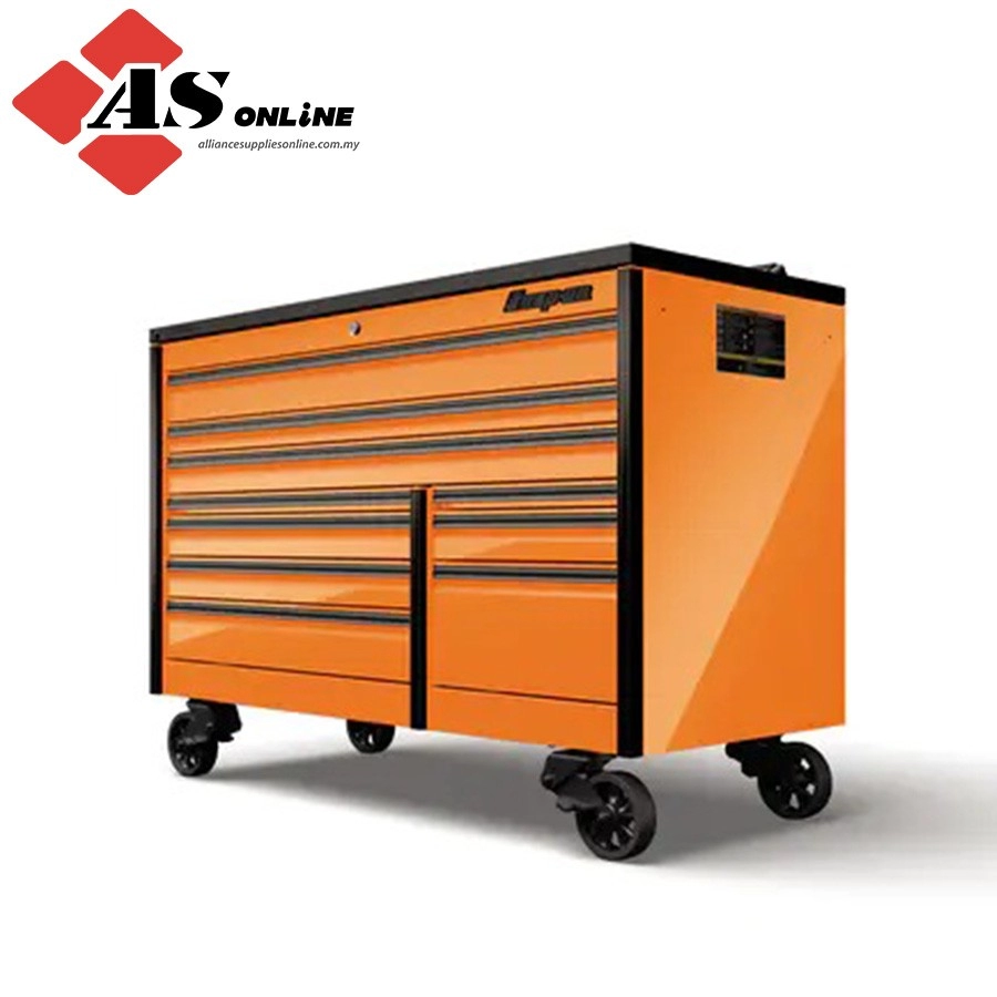 SNAP-ON 68" 10-Drawer Double-Bank EPIQ Series Bed LIner PowerTop with LED Light Roll Cab with SpeeDrawer (Electric Orange with Black Trim and Blackout Details) / Model: KETN682C3BKH