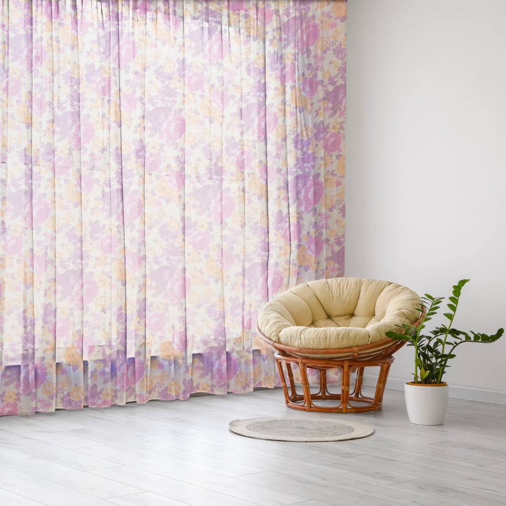 Floral Sheer Curtain 58" 