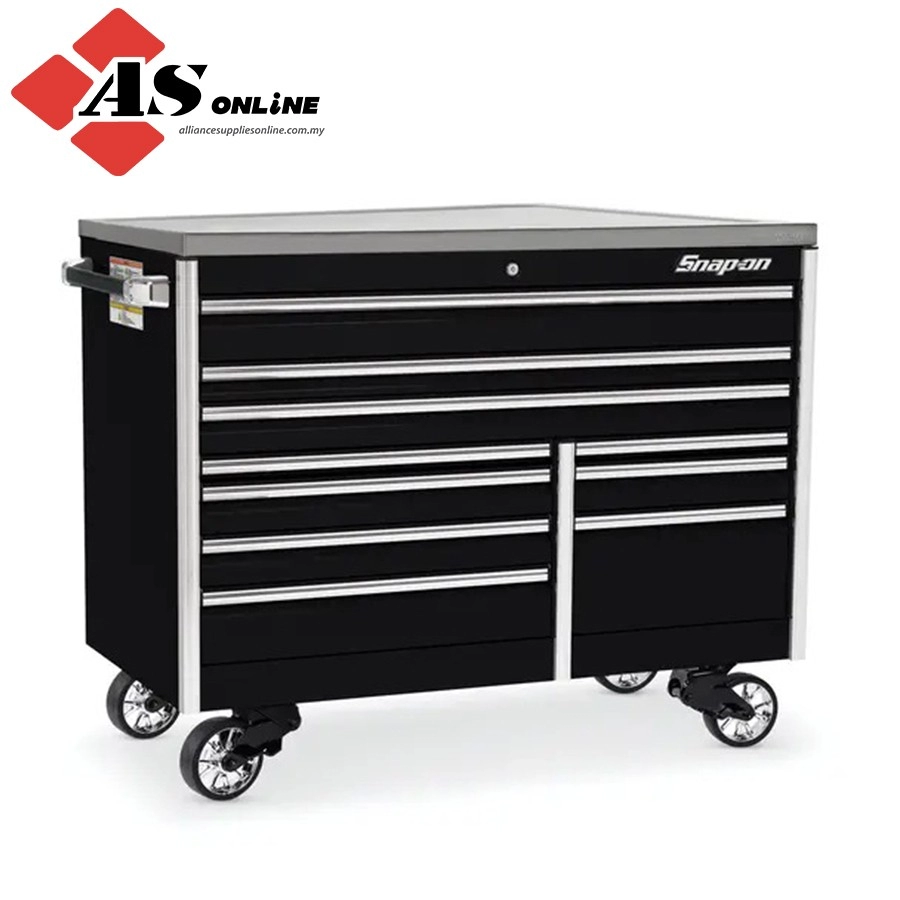 SNAP-ON 60" 10-Drawer Double-Bank EPIQ Series Stainless Steel Top Roll Cab (Gloss Black) / Model: KETN602C1PC