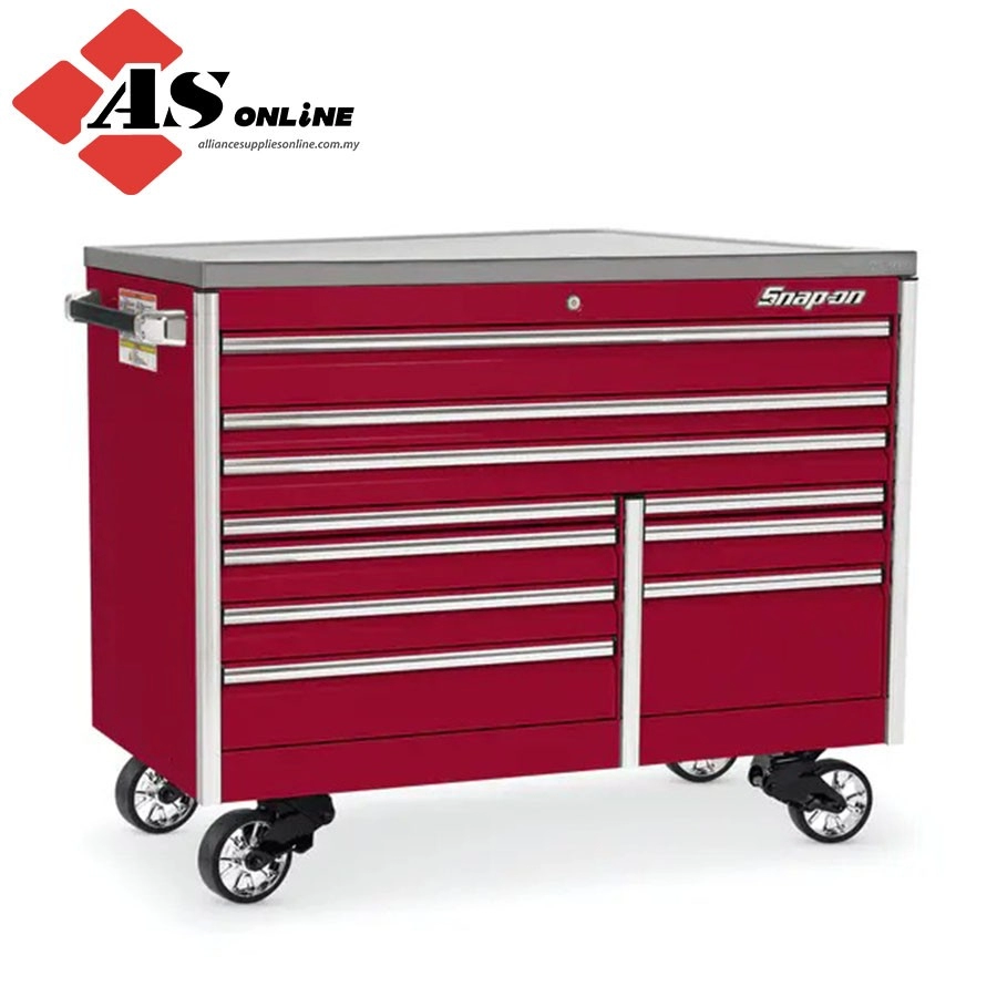 SNAP-ON 60" 10-Drawer Double-Bank EPIQ Series Stainless Steel Top Roll Cab (Candy Apply Red) / Model: KETN602C1PJH