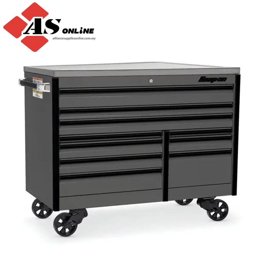 SNAP-ON 60" 10-Drawer Double-Bank EPIQ Series Stainless Steel Top Roll Cab (Storm Gray with Black Trim and Blackout Details) / Model: KETN602C1PWZ