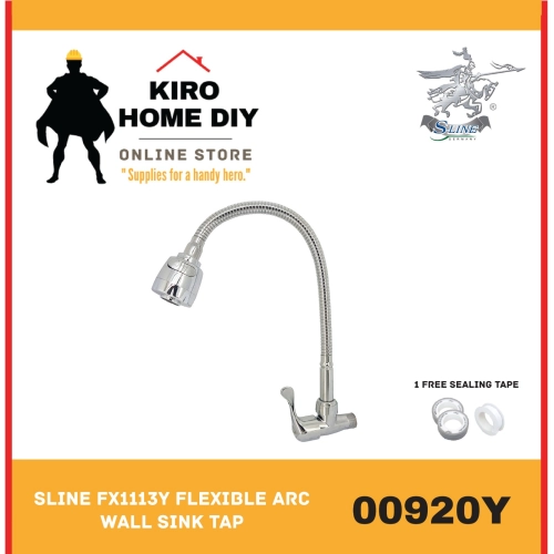 SLINE FX1113Y Flexible Arc Wall Sink Tap - 00920Y