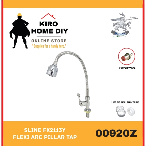 SLINE FX2113Y Flexible Arc Pillar Sink Tap - 00920Z 