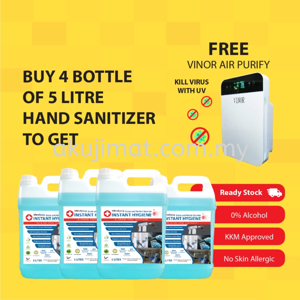 Purchase 4 of 5 Litre Instant Hygience @ FREE Vinor Air Purifier