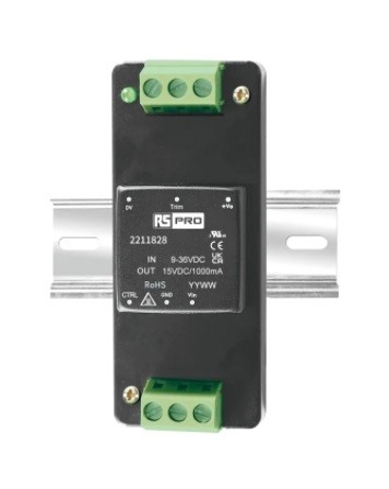 221-1828 - RS PRO DIN Rail Power Supply 9  36V dc Input, 15V dc Output, 1A 15W DIN Rail Power Supplies RS Pro MRO Malaysia, Penang, Singapore, Indonesia Supplier, Suppliers, Supply, Supplies | Hexo Industries (M) Sdn Bhd