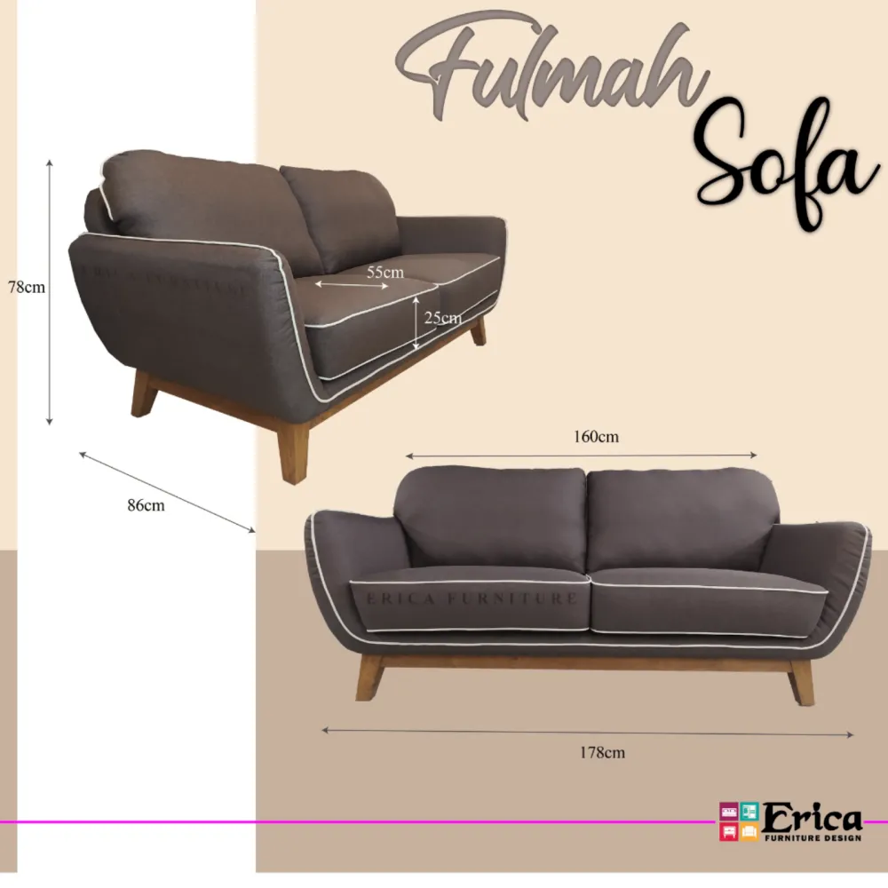 Fulmah 3 Seater Fabric Sofa