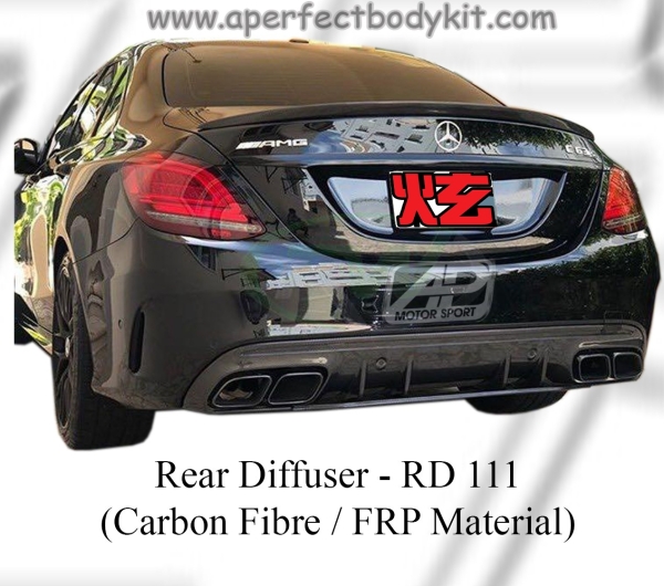 Mercedes C Class W205 Rear Diffuser (Carbon Fibre / FRP Material) C Class W205  Mercedes Johor Bahru JB Malaysia Body Kits | A Perfect Motor Sport