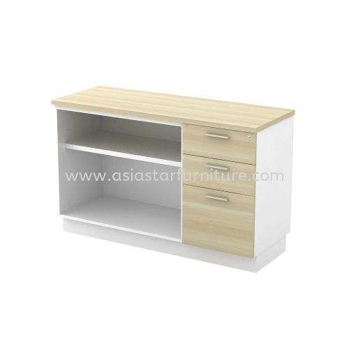 BERLIN WOODEN OFFICE SIDE CABINET C/W OPEN SHELF + FIXED PEDESTAL DRAWER AB-YOP7123