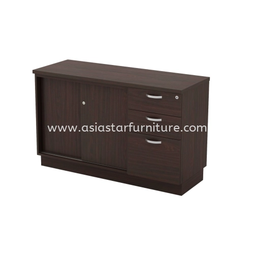 QAMAR WOODEN OFFICE SIDE CABINET C/W SLIDING DOOR + FIXED PEDESTAL DRAWER AQ-YSP7123