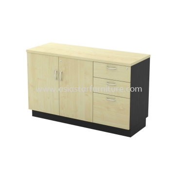 TITUS WOODEN OFFICE SIDE CABINET C/W SWINGING DOOR + FIXED PEDESTAL DRAWER AT-YDP 7123