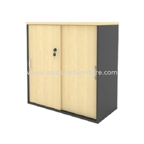 GENERAL LOW WOODEN OFFICE FILING CABINET/CUPBOARD SLIDING DOOR AGS 880