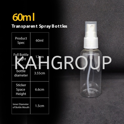 60ml Plastic Transparent Spray Bottles