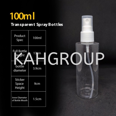 100ml Plastic Transparent Spray Bottles