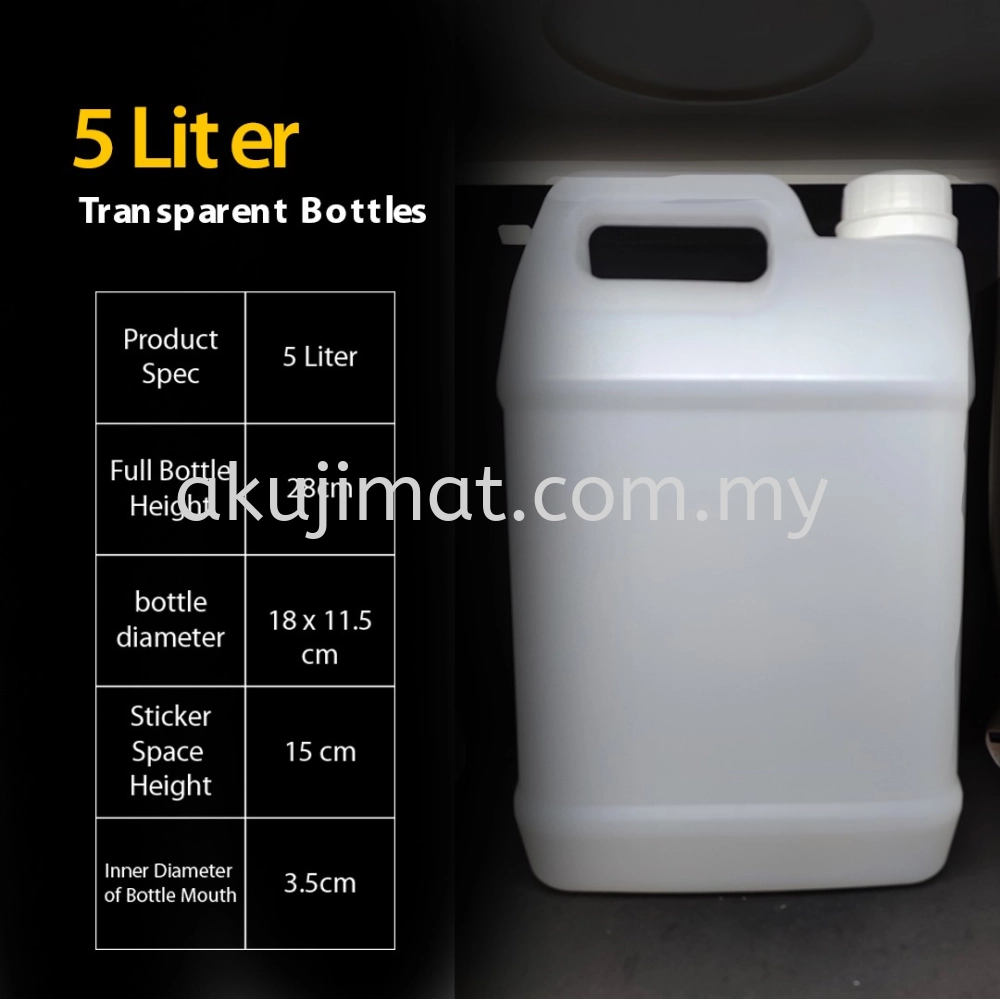 5 liter Plastic Transparent Bottle