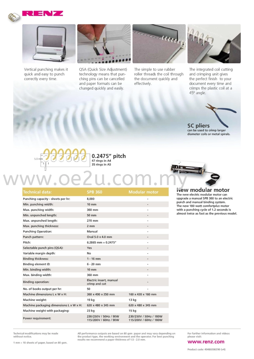 RENZ SPB 360 Manual Coil & Spiral Binding Machine (Made in Germany) 