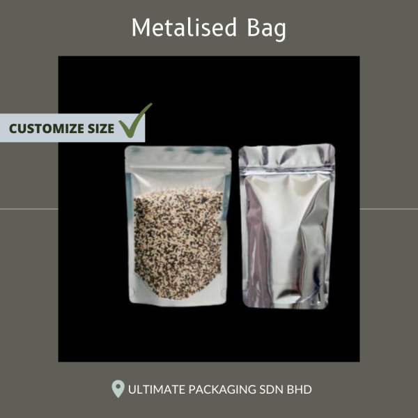 Semi Metalised Ziplock Bag with Stand up pouch (Front Transparent and Silver Color at the back) Metalised Bag Selangor, Malaysia, Kuala Lumpur (KL), Puchong Supplier, Suppliers, Supply, Supplies | ULTIMATE PACKAGING SDN BHD