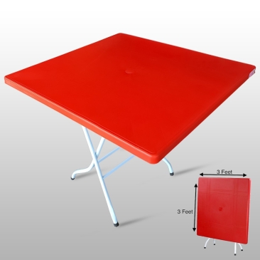 No 1 Perabot Asrama Red 3feet x 3feet Plastic Folding Table / Foldable Plastic Dining Table 3’ x 3’ Lipat / Plastik Meja Makan Kenduri