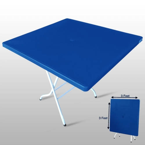 No 1 Perabot Asrama Blue 3feet x 3feet Plastic Folding Table / Foldable Plastic Dining Table 3’ x 3’ Lipat / Plastik Meja Makan Kenduri