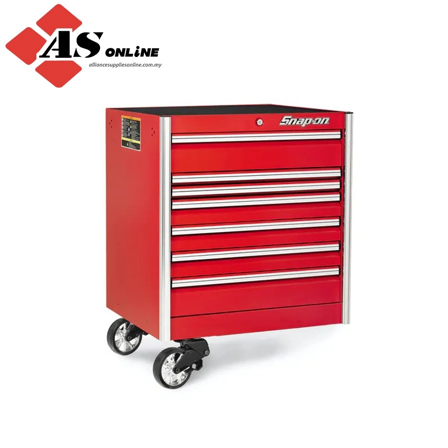 SNAP-ON 36" Seven-Drawer EPIQ Series End Cabinet (Gloss Black, Storm Gray Drawers, Red Trim and Blackout Details) / Model: KEEN361A0ZFX