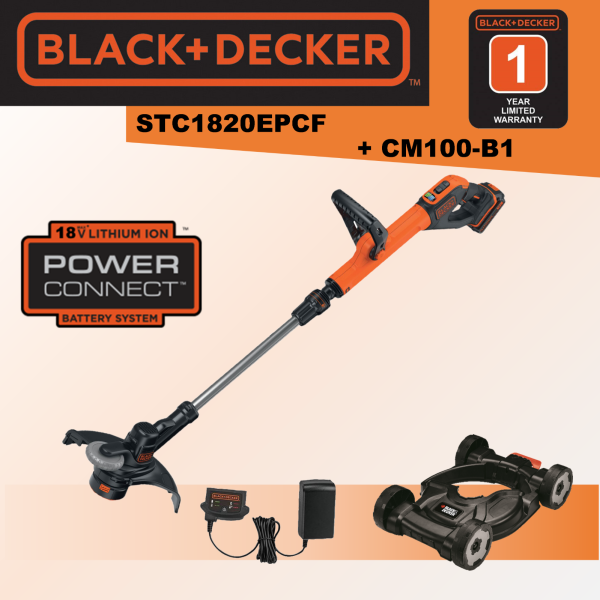 BLACK+DECKER STC1820EPCF+CM100-B1 CORDLESS STRING TRIMMER & CITY MOWER 18V/20V CORDLESS TOOLS BLACK+DECKER MACHINERY Melaka, Malaysia, Masjid Tanah Supplier, Suppliers, Supply, Supplies | JOO SENG HARDWARE SDN. BHD.