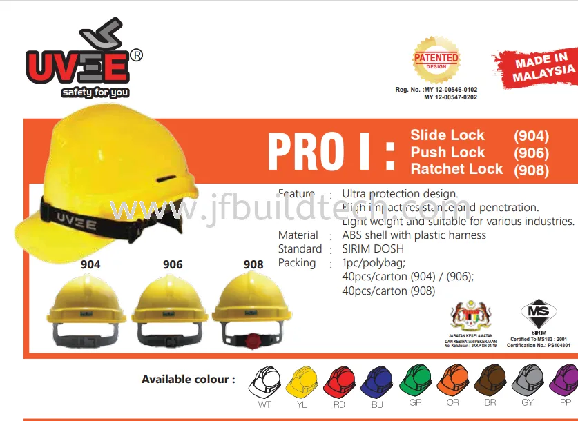 UVEE SAFETY HELMET-Slide Lock SIRIM APPROVAL