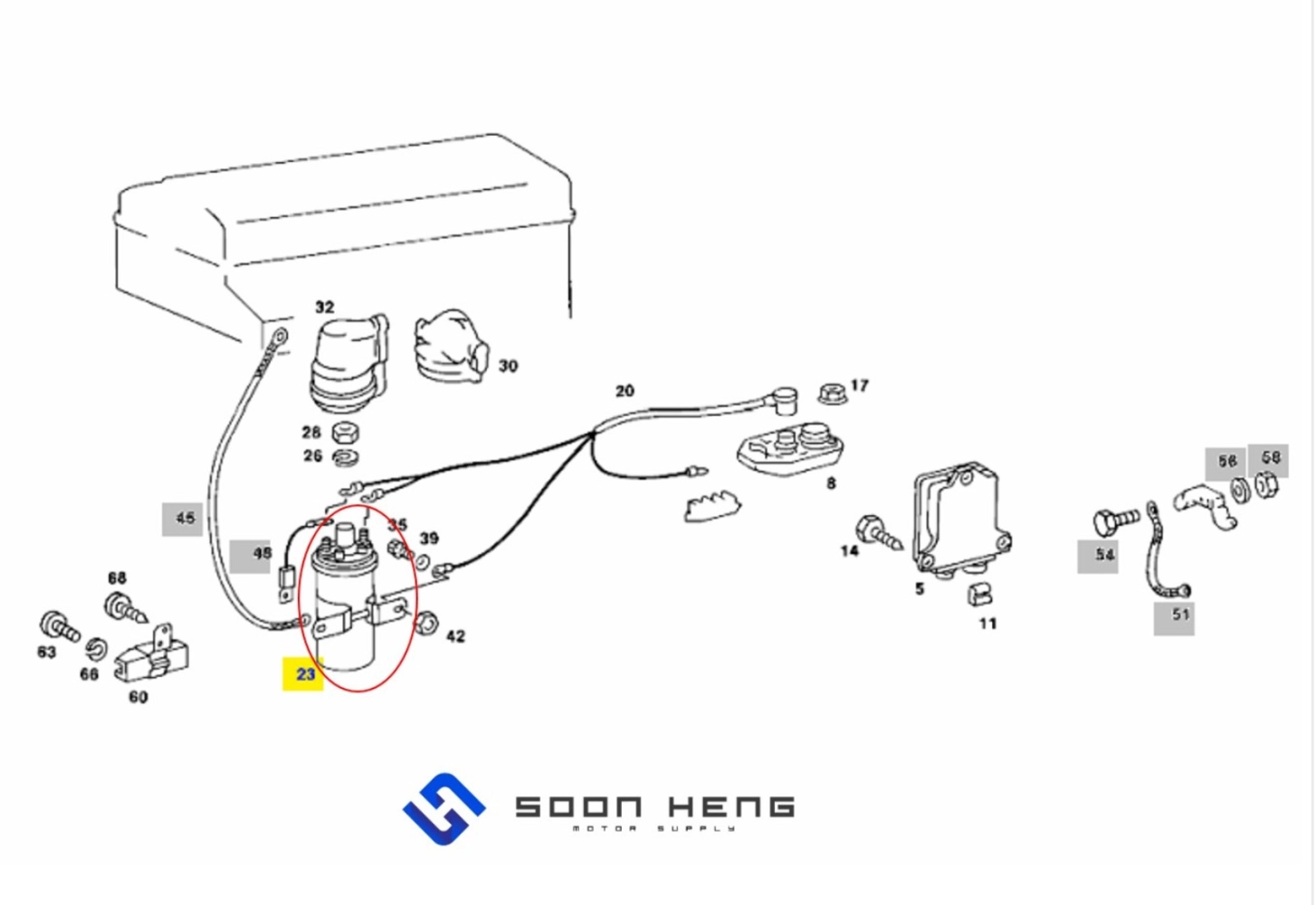 Mercedes-Benz W123, C123, W124, C124, W126, W201, R107 and W460 - Ignition Coil (VALEO)