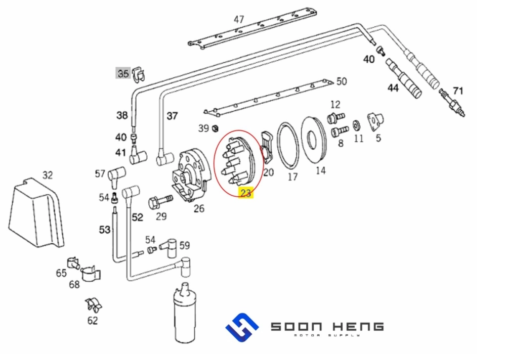 Mercedes-Benz with Engine M103 - Distributor Cap (BREMI)