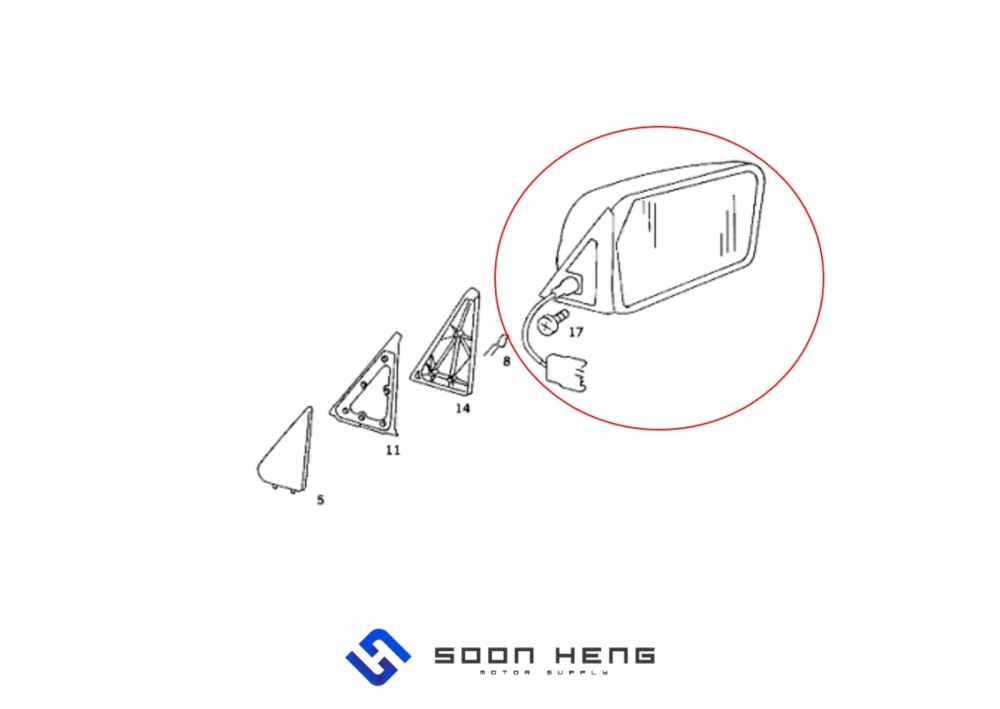 Mercedes-Benz W123 and C123 - Left Side Mirror Assy (Electric/ Auto) (ULO)