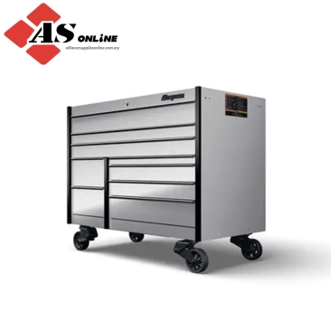 SNAP-ON 54" Nine-Drawer Double-Bank Masters Series Roll Cab with PowerDrawer and SpeeDrawer (Arctic Silver with Blackout Trim) / Model:KMP1022ABLE