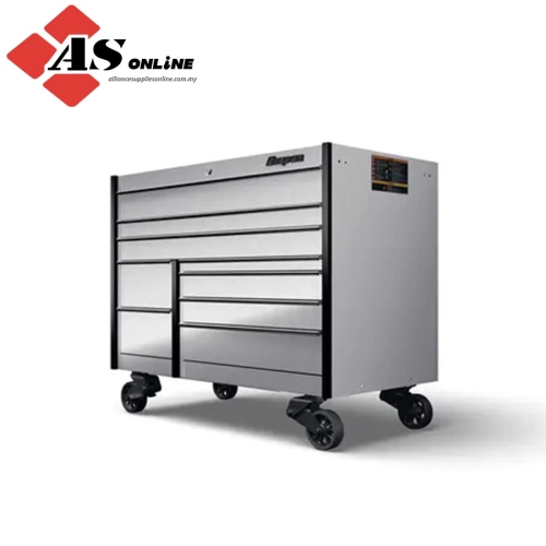 SNAP-ON 54" Nine-Drawer Double-Bank Masters Series Roll Cab with PowerDrawer and SpeeDrawer (Arctic Silver with Blackout Trim) / Model:KMP1022ABLE 