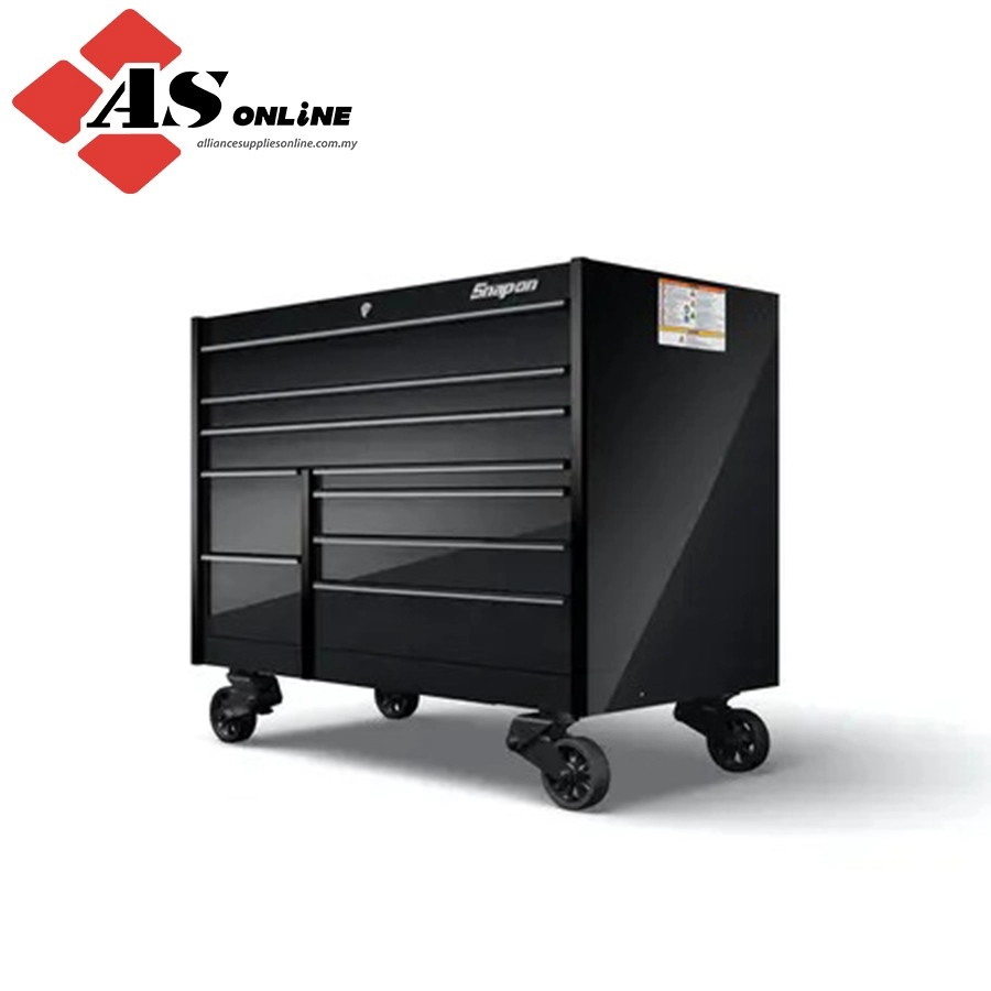 SNAP-ON 54" Nine-Drawer Double-Bank Masters Series Roll Cab with PowerDrawer and SpeeDrawer (Gloss Black) / Model: 