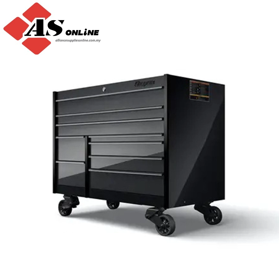 SNAP-ON 54" Nine-Drawer Double-Bank Masters Series Roll Cab with PowerDrawer and SpeeDrawer (Gloss Black w/ Storm Gray Drawers and Blackout Details) / Model: KMP1022AZBP