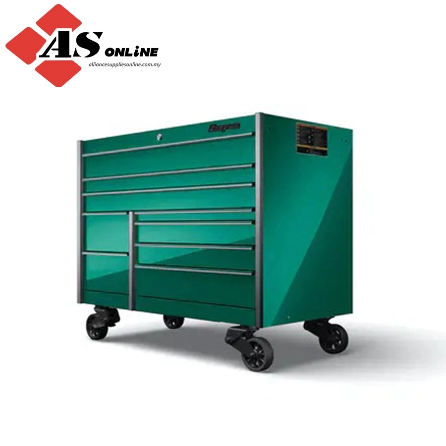 SNAP-ON 54" Nine-Drawer Double-Bank Masters Series Roll Cab with PowerDrawer and SpeeDrawer (Teal w/ Titanium Trim and Blackout Details) / Model: KMP1022ABBF