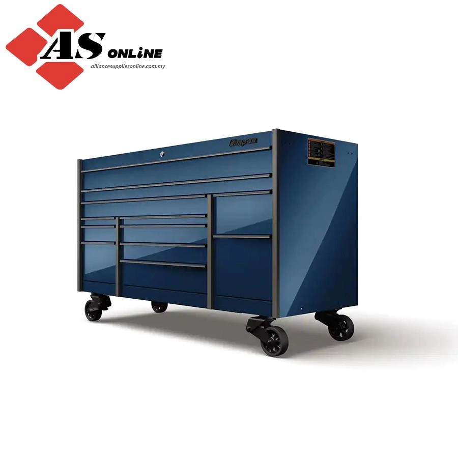 SNAP-ON 72" 12-Drawer Triple-Bank Masters Series Roll Cab with PowerDrawer and SpeeDrawer (Midnight Blue with Titanium Trim and Blackout Details) / Model: KMP1033BVF