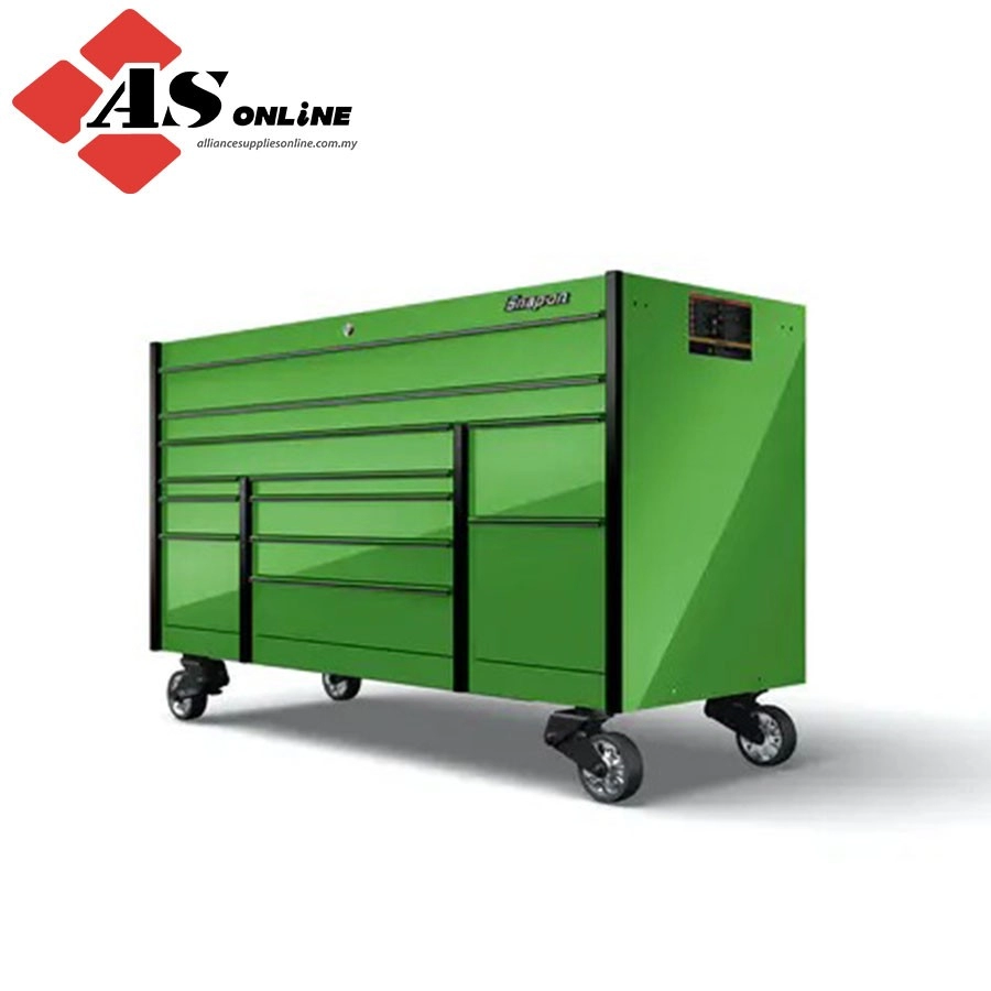 SNAP-ON 72" 12-Drawer Triple-Bank Masters Series Roll Cab with PowerDrawer and SpeeDrawer (Extreme Green) / Model: KMP1033PJJ
