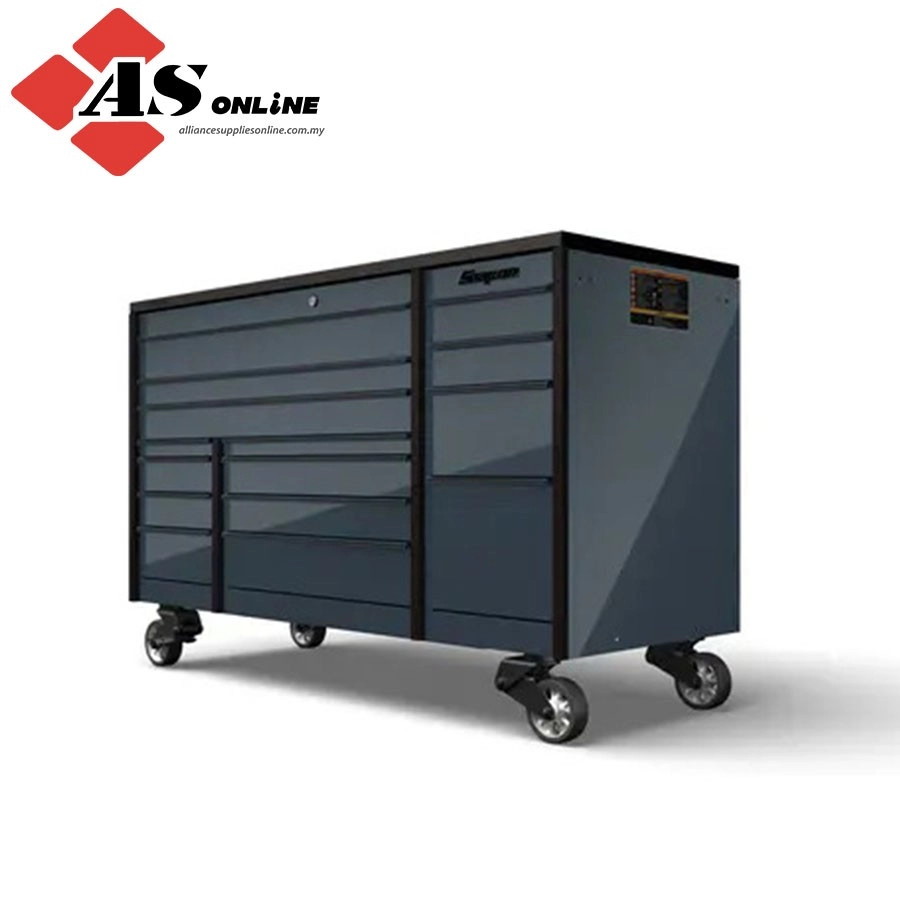 SNAP-ON 72" 14-Drawer Triple-Bank Masters Series Bed Liner Top Roll Cab with PowerDrawer and SpeeDrawer (Supersonic Blue with Blackout) / Model: KMP1023BCD7