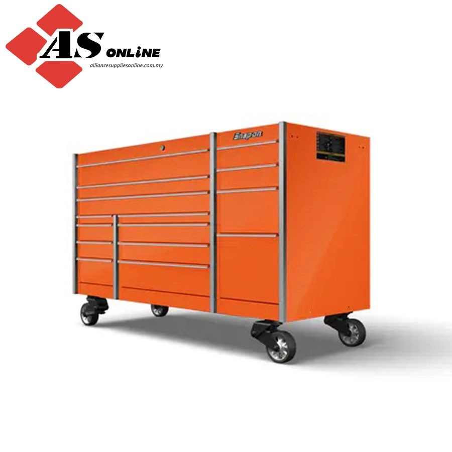 SNAP-ON 72" 14-Drawer Triple-Bank Masters Series Roll Cab with PowerDrawer and SpeeDrawer (Electric Orange) / Model: KMP1023PJK