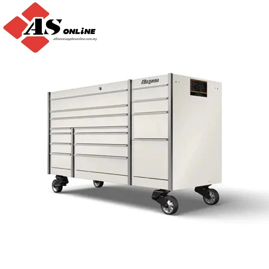 SNAP-ON 72" 14-Drawer Triple-Bank Masters Series Roll Cab with PowerDrawer and SpeeDrawer (White) / Model: KMP1023PU