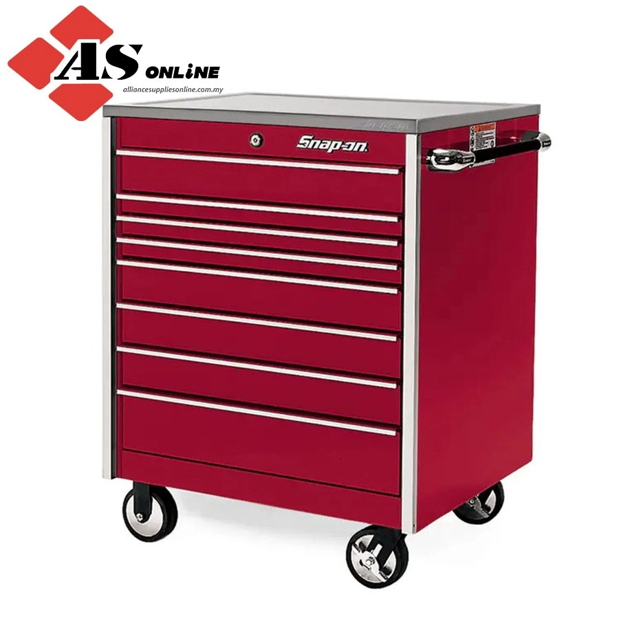 SNAP-ON 36" Eight-Drawer Single Bank Masters Series Stainless Steel Top Roll Cab (Candy Apple Red) / Model: KRL1056DPJH1