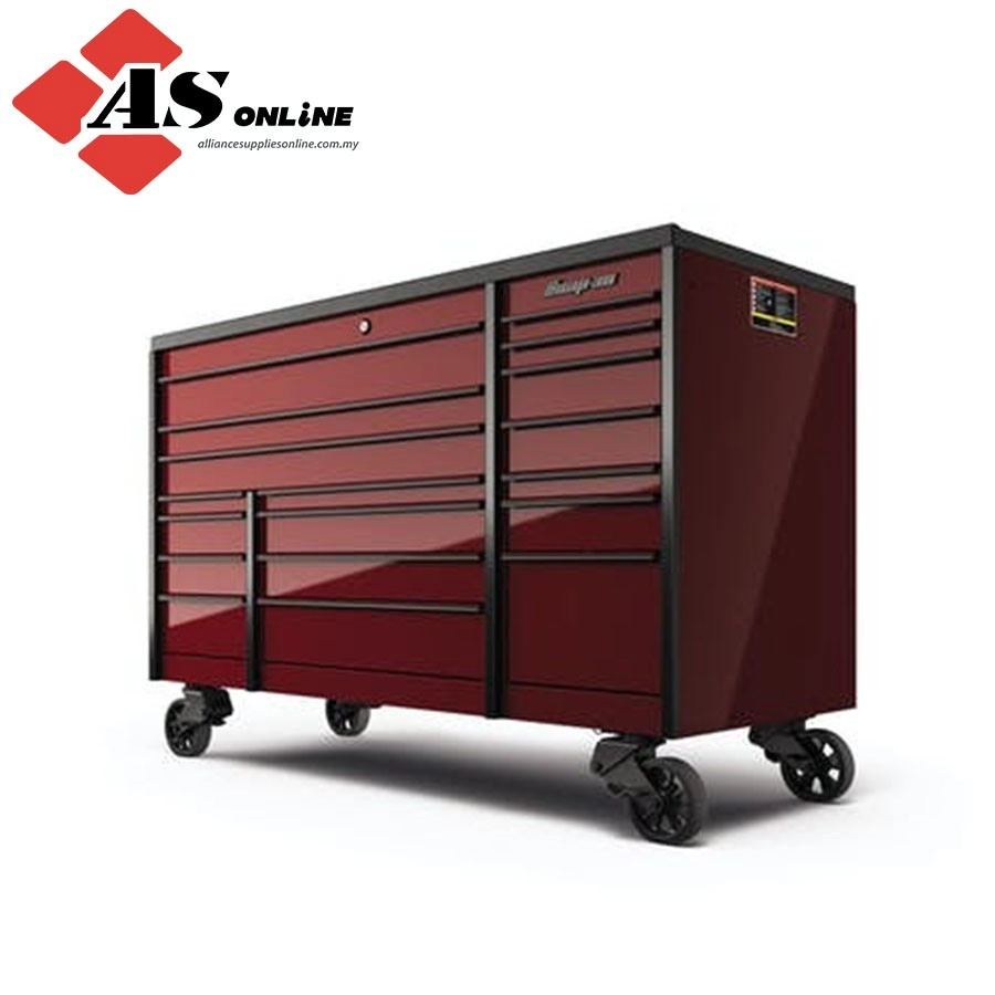 SNAP-ON 72" 18-Drawer Triple-Bank Masters Series Bed Liner Top Roll Cab (Cranberry with Black Trim and Blackout Details) / Model: KTL1023ABCR7