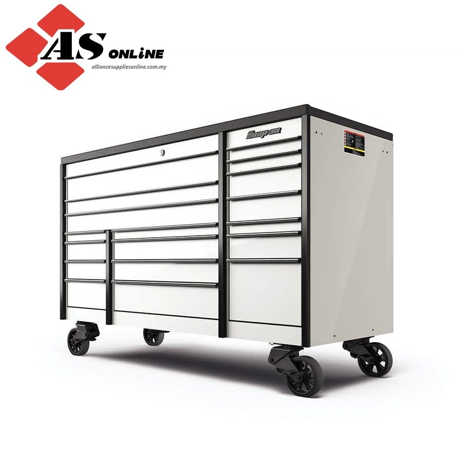 SNAP-ON 72" 18-Drawer Triple-Bank Masters Series Bed Liner Top Roll Cab (White with Black Trim and Blackout Details) / Model: KTL1023ABDC7