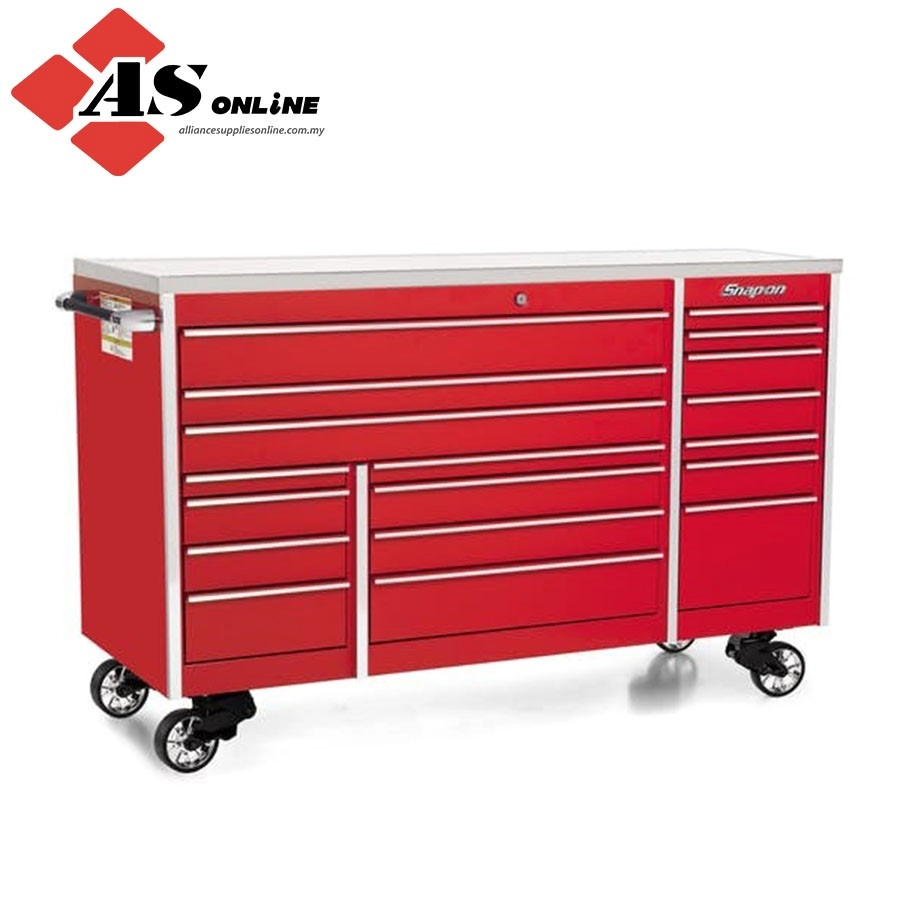 SNAP-ON 72" 18-Drawer Triple-Bank Masters Series Stainless Steel Top Roll Cab (Red) / Model: KTL1023APBO1