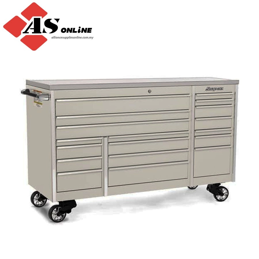 SNAP-ON 72" 18-Drawer Triple-Bank Masters Series Stainless Steel Top Roll Cab (White) / Model: KTL1023APU1