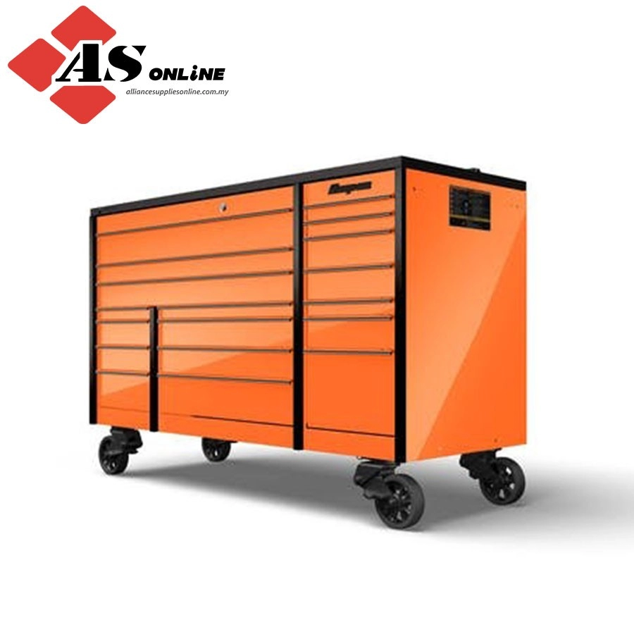 SNAP-ON 72" 18-Drawer Triple-Bank Masters Series Bed Liner LED PowerTop Roll Cab (Electric Orange with Black Trim and Blackout Details) / Model: KTL1023ABKH3