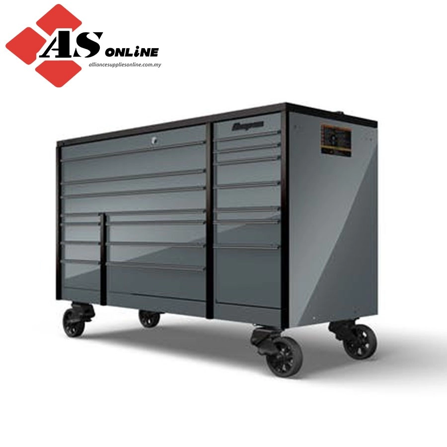 SNAP-ON 72" 18-Drawer Triple-Bank Masters Series Bed Liner LED PowerTop Roll Cab (Storm Gray with Blackout Trim) / Model: KTL1023APWZ3