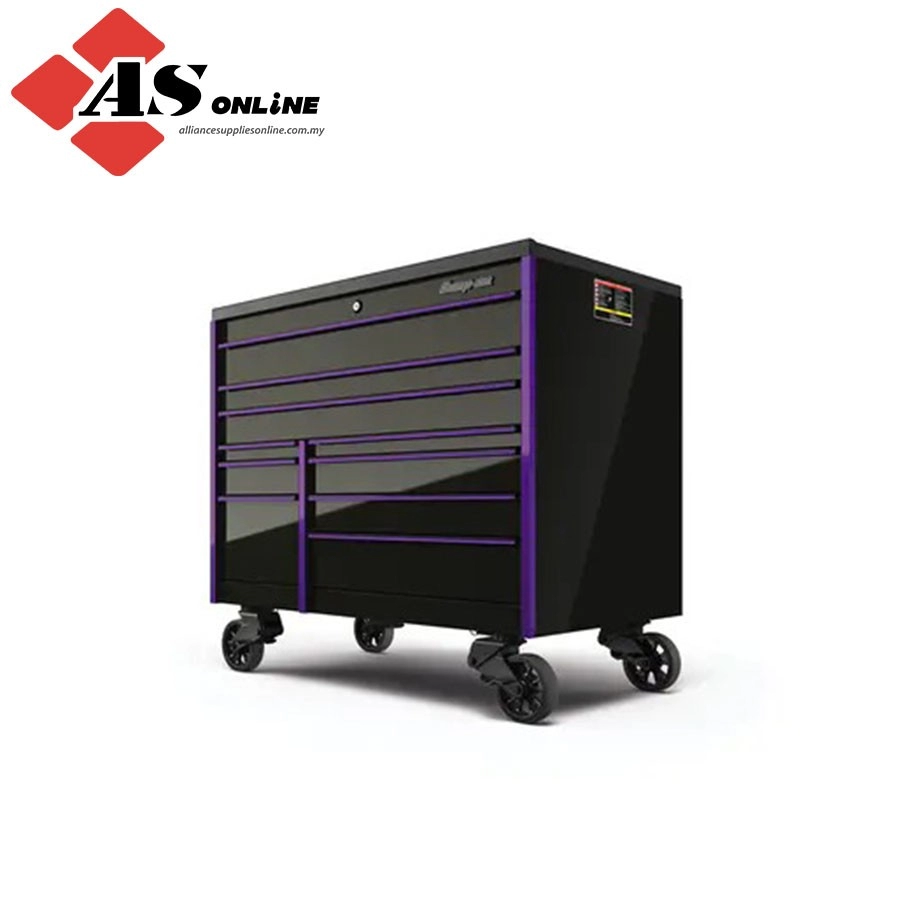 SNAP-ON 54" 10-Drawer Double-Bank Masters Series Bed Liner Top Roll Cab (Gloss Black w/ Purple Trim) / Model: KTL1022AZBN7