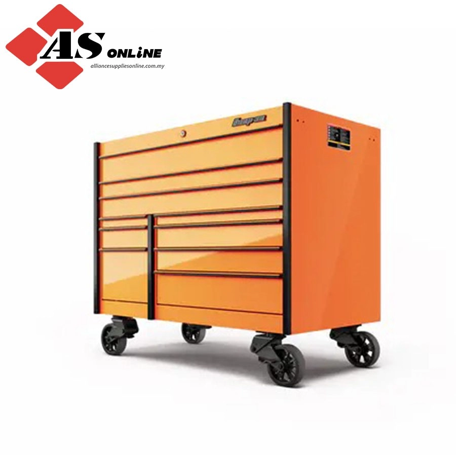 SNAP-ON 54" 10-Drawer Double-Bank Masters Series Bed Liner Top Roll Cab (Electric Orange with Black Trim and Blackout Details) / Model: KTL1022ABKH7