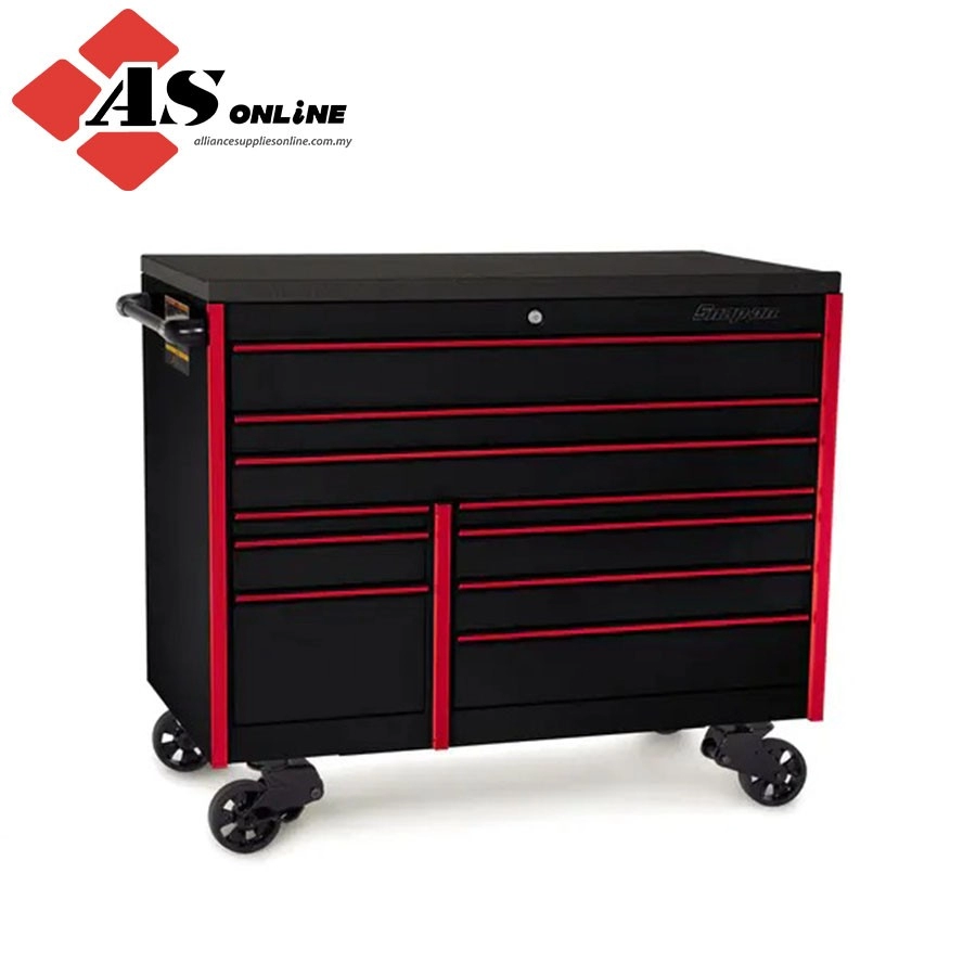 SNAP-ON 54" 10-Drawer Double-Bank Masters Series Bed Liner Top Roll Cab (Gloss Black with Red Trim and Blackout Details) / Model: KTL1022ABLU7